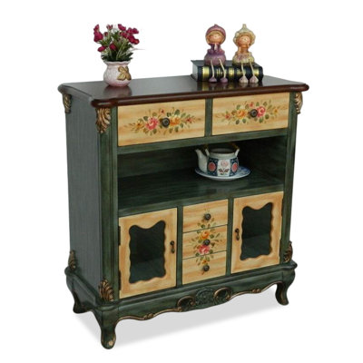 Vert + Atrovirens + Burlywood massif + buffet en bois manufacturé