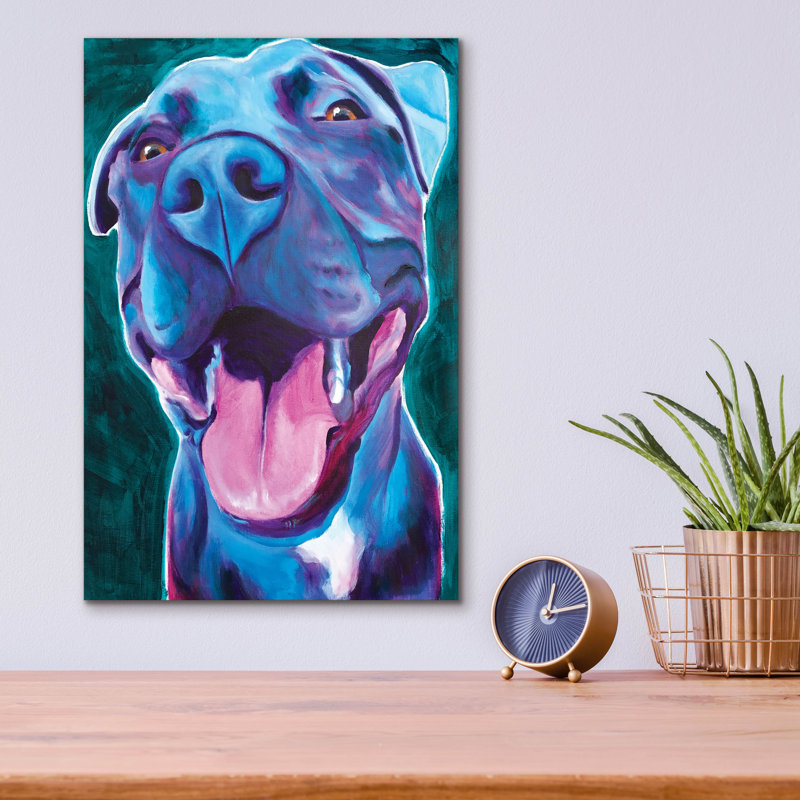 «Pit Bull - Bleu ciel» par Dawg Painter, H 16 po x l 12 po x P 0,13 po