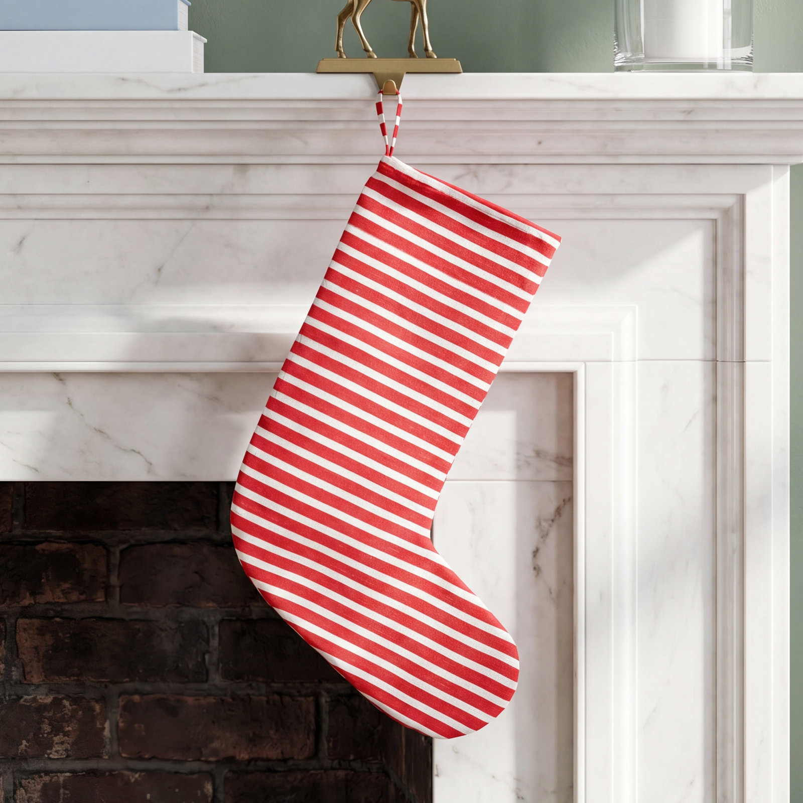 Red Stripe Ruffle Stocking