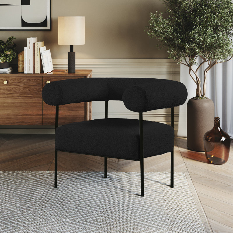 Fauteuil l 32 po Blake, Tissu bouclé noir