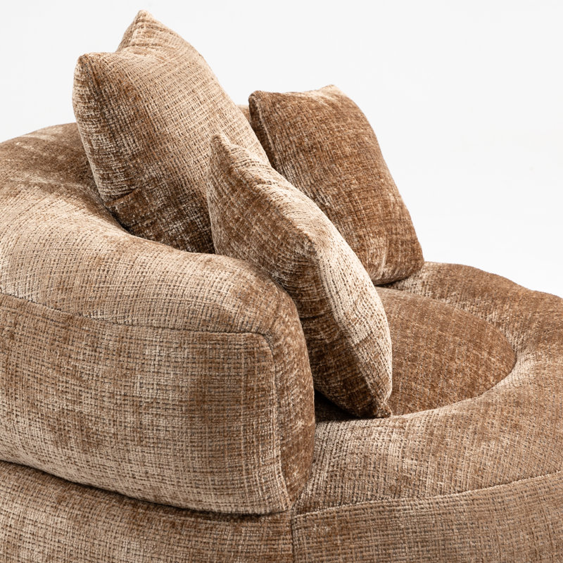 Jaquarion 42.52'' Wide Compression Barrel Chair, Brown Chenille