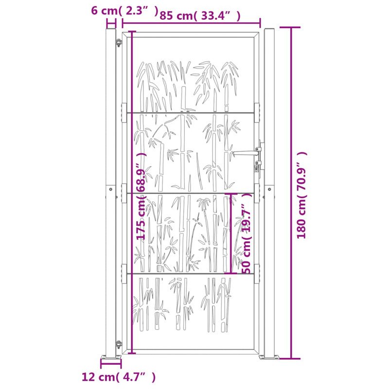 Phokas Metal Gate, Anthracite, 105 x 180 cm (W x H)