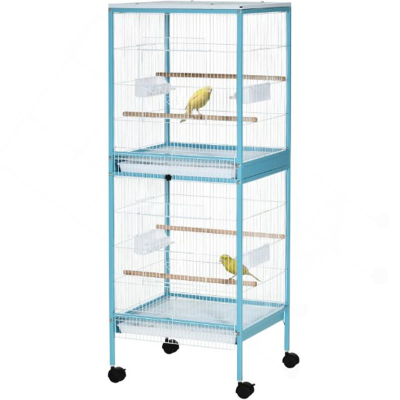 Cage à oiseaux de grand espace, maison de volière avec roulettes, quatre portes, habitat pour oiseaux facile à nettoyer