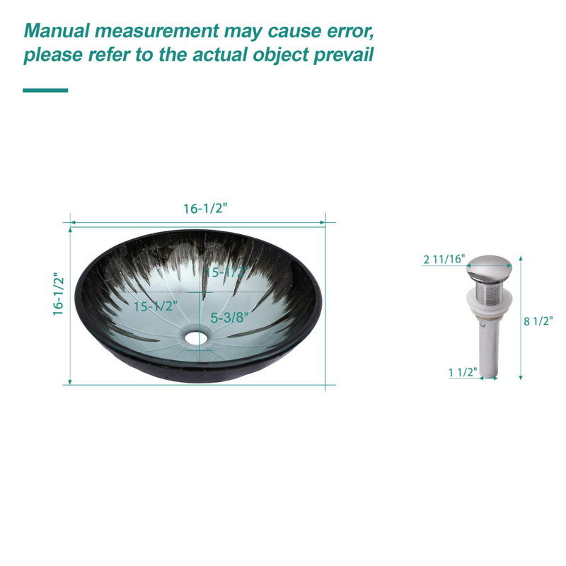 Lavabo vasque avec bonde escamotable, lavabo de salle de bain en verre trempé