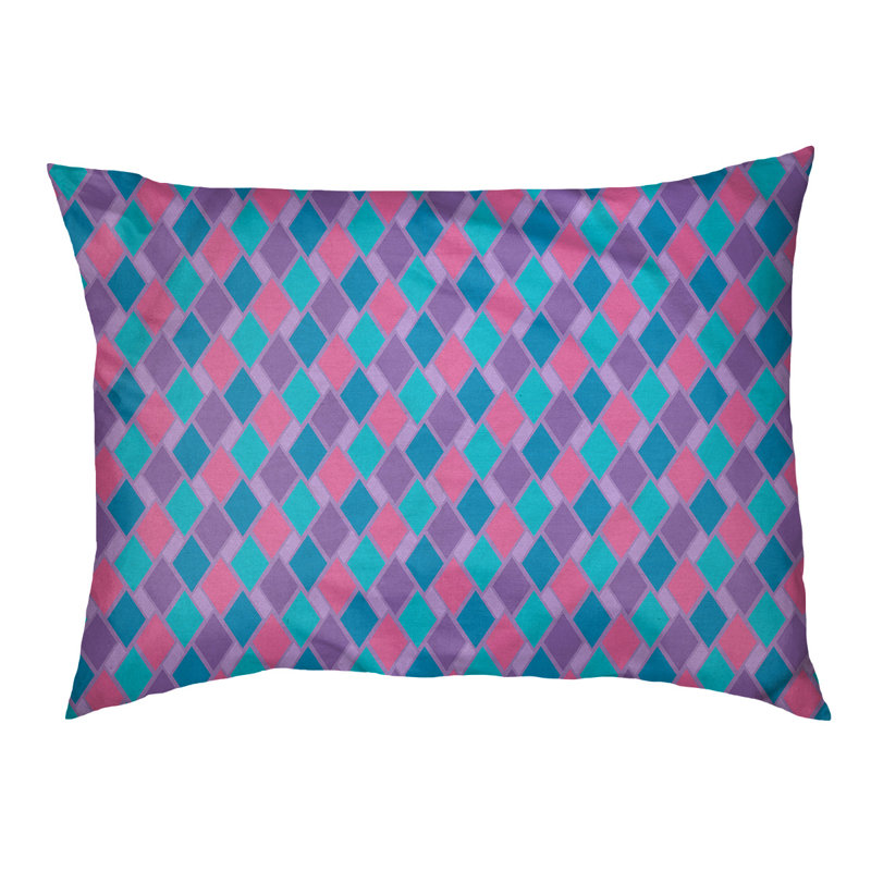 Coussin de diamants rétro Byrge, Grand (l 42,5 po x P 32,5 po x H 14 po), Rose / turquoise