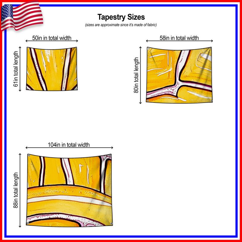 Tapisserie murale citron - décoration murale fruits, H 104 po x 88 avec 4 œillets