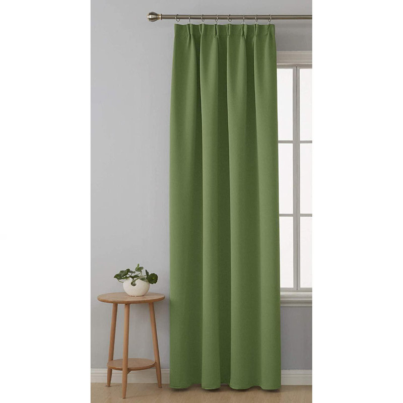 Brent Blackout Curtain Single Panel, Green, 140 W x 175 D cm