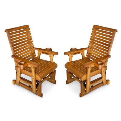 Wooden Patio Glider for One Person,Solid Fir Wood by Rosecliff Heights