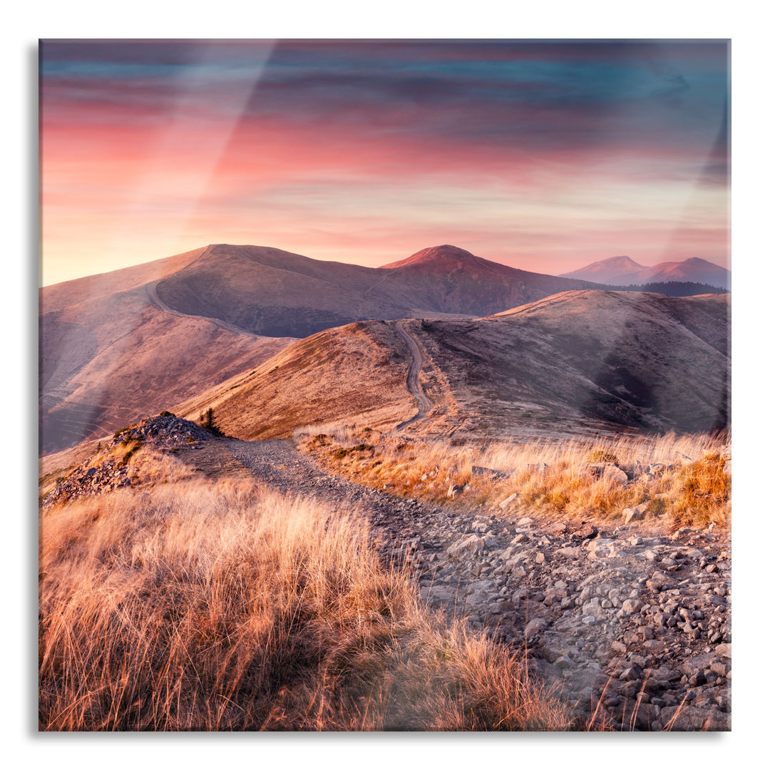 Ungerahmtes Foto auf Glas "Stone Landscape at Sunset"