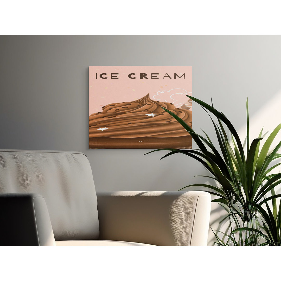 Whimsical Chocolate Ice Cream Sprinkles Canvas Wall Art, Cute Pink Kitchen Decor for Dessert Lovers & Foodies, Sweet Treat Room Decor Print