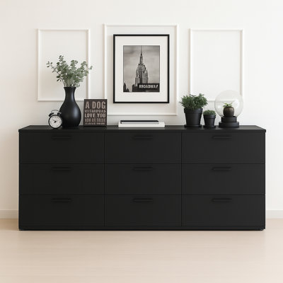 Commode noire à trois tiroirs Morgan