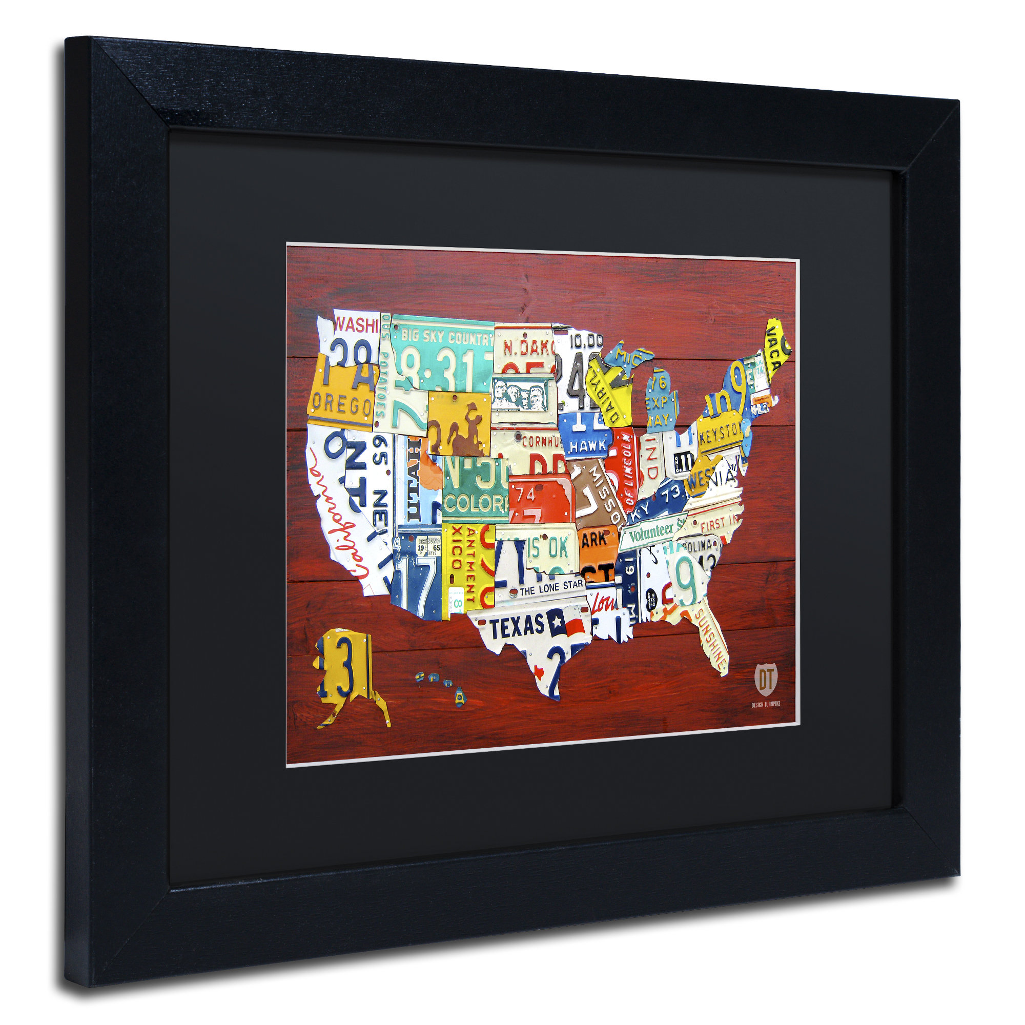 Latitude Run® 'License Plate Map USA' by Design Turnpike Framed Graphic Art  on Canvas