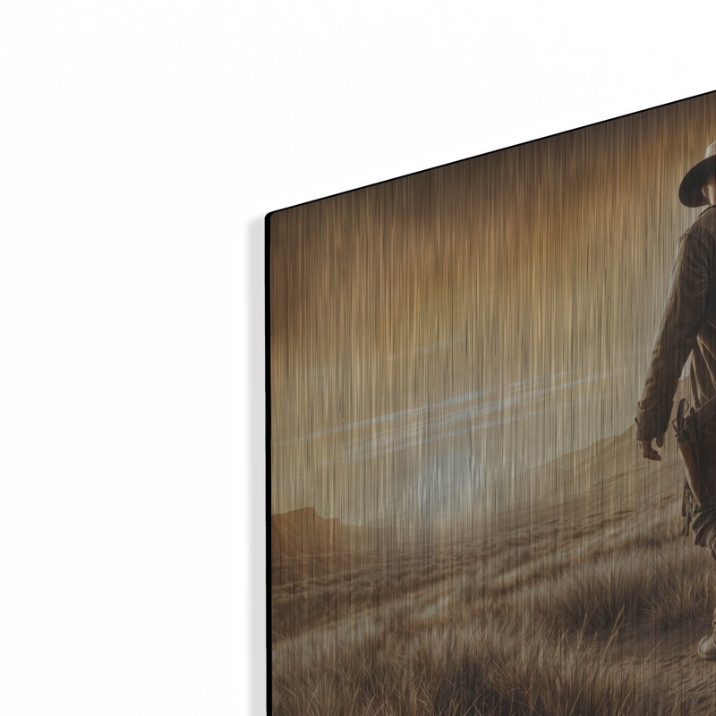  «Cowboy - Morning Walk» par Rey Klimt, art mural en métal, 36 po x 36 po, H 12 po x l 12 po