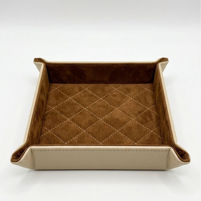 Clutter Tray - Genuine Nappa Leather, Cream/Brown