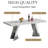 Modern Faux Marble Dining Table Set, Luxury 70.8" Dining Room Table with Velvet Upholstered Chairs, Luxurious Kitchen Table with Lightning Stainless Steel Pedestal, Rectangle Dining Table Set-1386155008-1386155013-1386155015