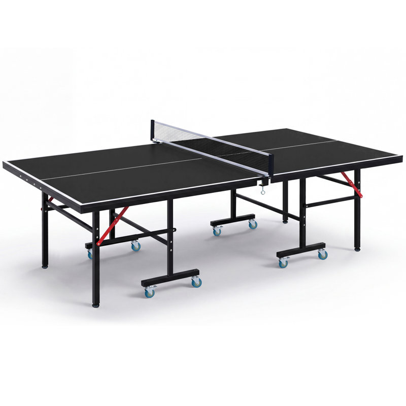 Table de tennis de table Kendric pliable portable avec filet de serrage rapide et roulettes verrouillables, Blue
