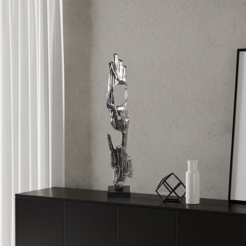 Statues Altus Modern Post Statues Sculpture, Argent, H 31,5 po x l 6,75 po x P 2,74 po