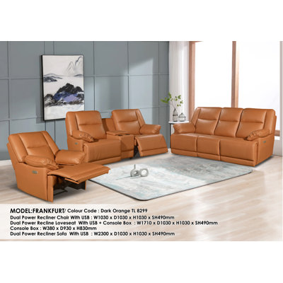 Frank - 3 Piece Top Grain Leather Power Reclining Set by Ebern Designs