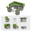 Ensemble de conversation pour patio 11 pièces avec foyer au propane, canapé modulaire en osier 7 pièces et table basse, 2 chaises berçantes pivotantes et table d'appoint-899414436-899414437-899414439