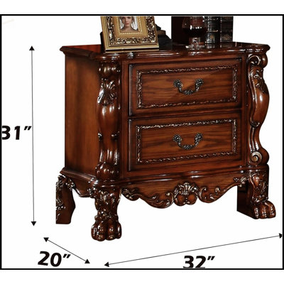 Table de chevet de luxe traditionnelle avec 2 tiroirs, bois franc massif, mobilier de chambre à coucher élégant, durable et élégant