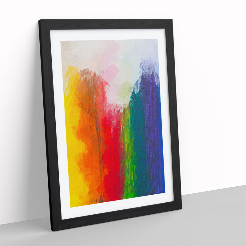 XV1022-4709X Touching The Rainbow Abstract - Print, Black Framed, 66cm H x 48cm W, White