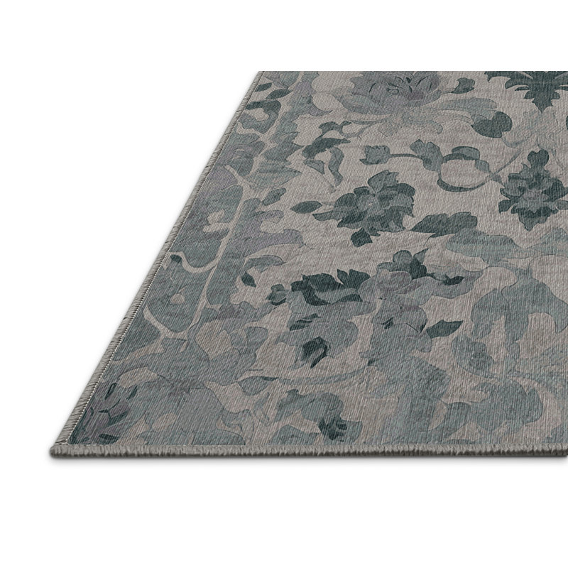 Machine Washable Gray Area Rug, Round 6'