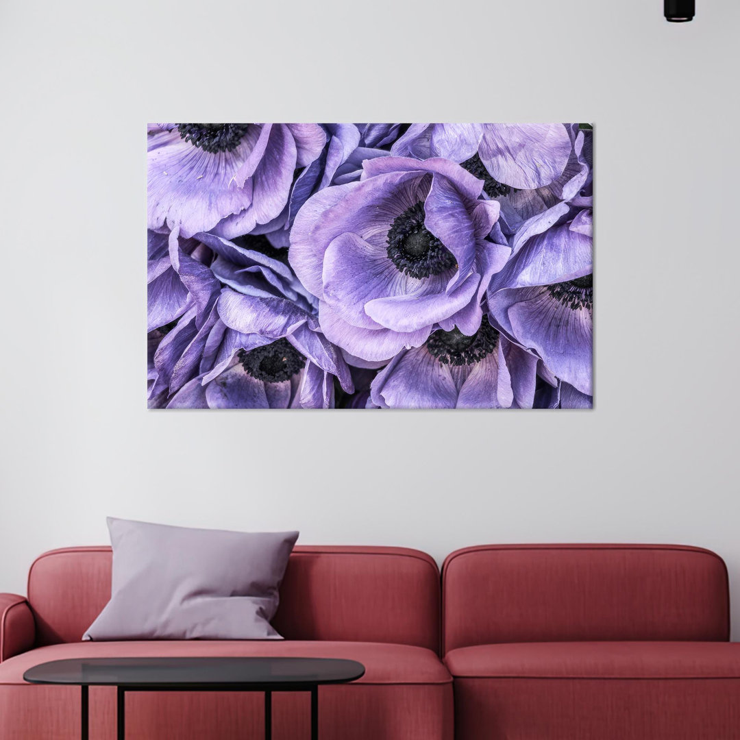 3D Looking Anemone Flower Bouquet Artwork on Canvas for Kitchen Decor and Perfect as Gift