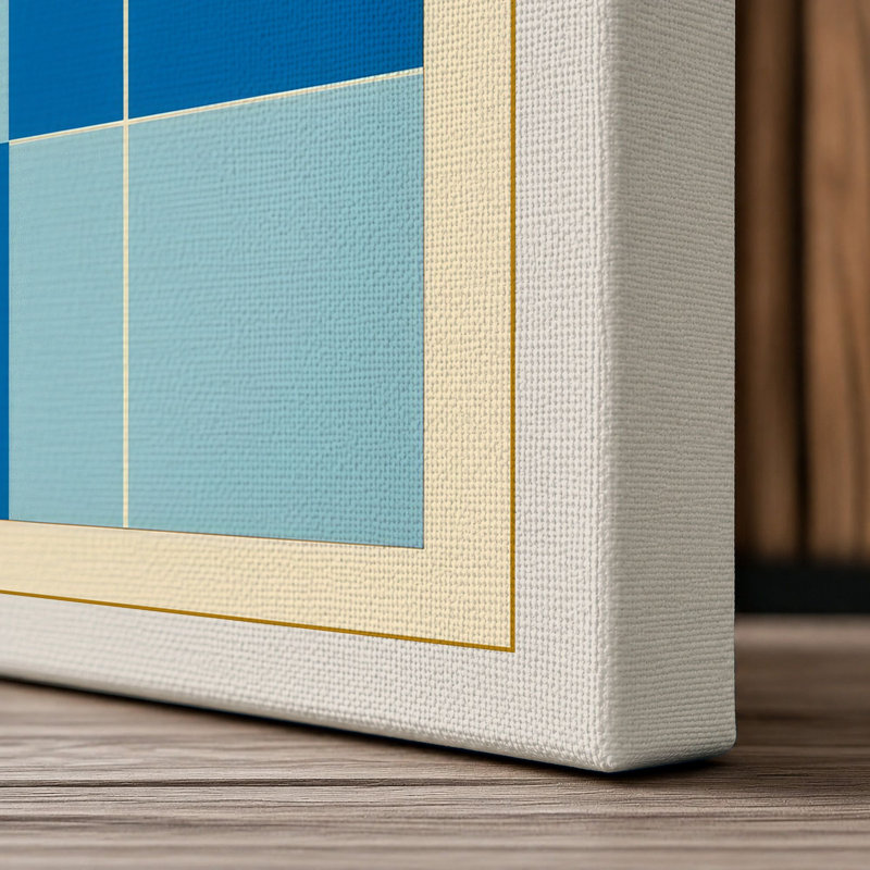 Blues Geometric - Wrapped Canvas, 30x20 - 76.2 x 50.8 cm, Cream Border