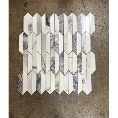 Thassos & Lilac Half Picket Mosaic
