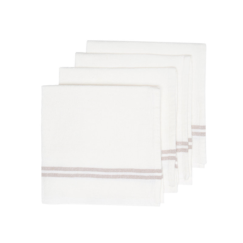 Bronwen Linen Square Napkin, Ivory/Gray