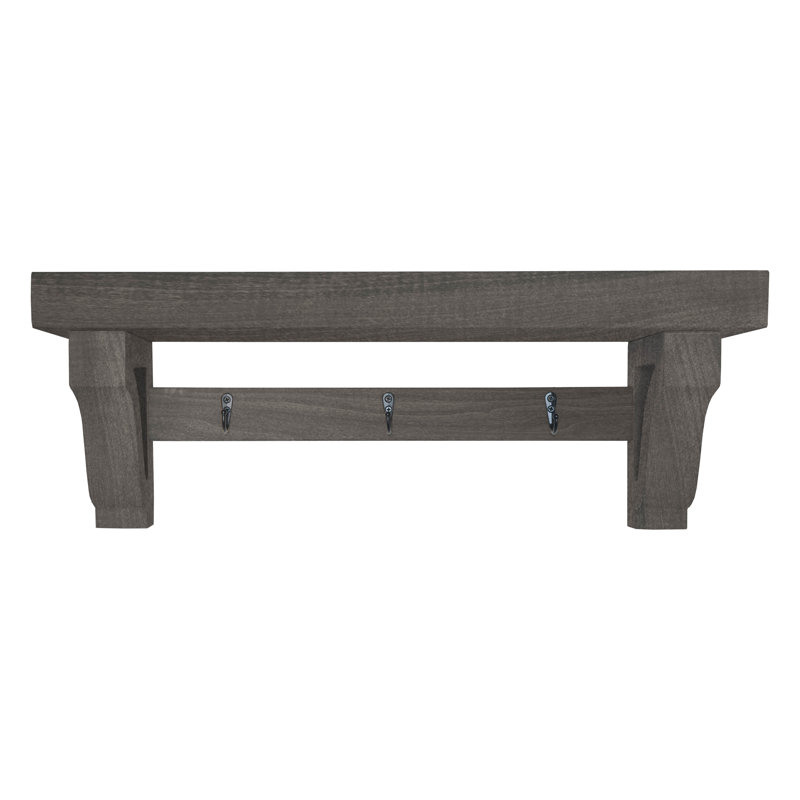 Rayne Large Wall Mounted Coat Rack with Shelf 2 Hook, 18/8/8, Carbon Gray