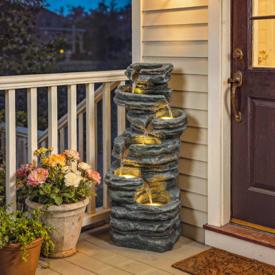 Outdoor Fountain with Lights