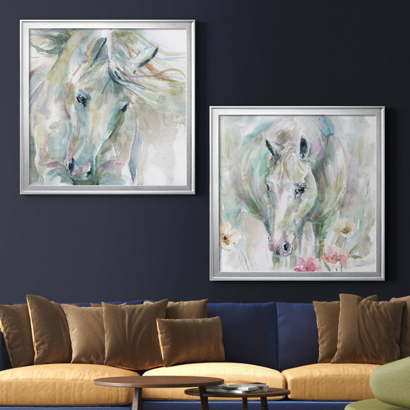 «Exuberant Spirit», ensemble de 2 reproductions d'art, Toile avec cadre argenté, Pas de tapis, H 34,5 po x l 69 po x P 1,5 po