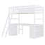 Lit mezzanine simple avec bureau, tiroirs, armoire et tablettes - Lit mezzanine en bois peu encombrant, blanc
