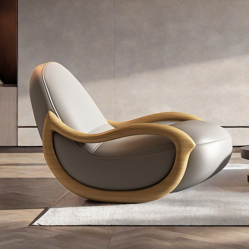 Chaise berçante à structure en bois massif, Gris
