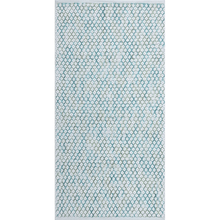 Global Recycled Standard Bubbles Hand-Woven Textural Loop Pile Recycled Rug Lagoon Blue