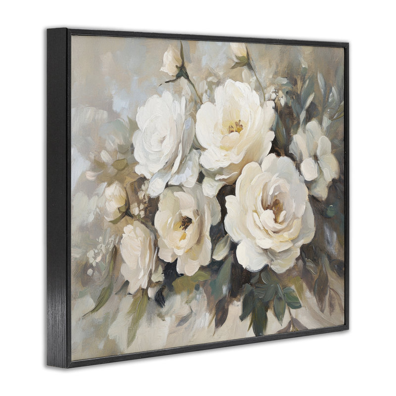  «Blush Cream Bouquet», estampe numérique encadrée par Petal Prints Design, H 11 po x l 14 po, Giclée encadrée noir minuit