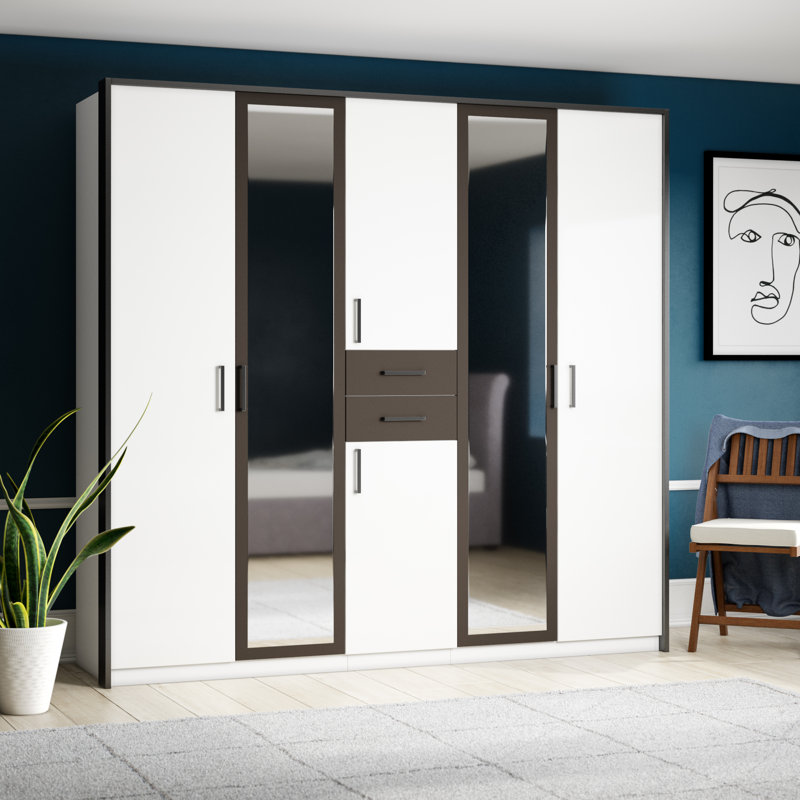 Sazerac 6 Door Manufactured Wood Wardrobe, White Oak