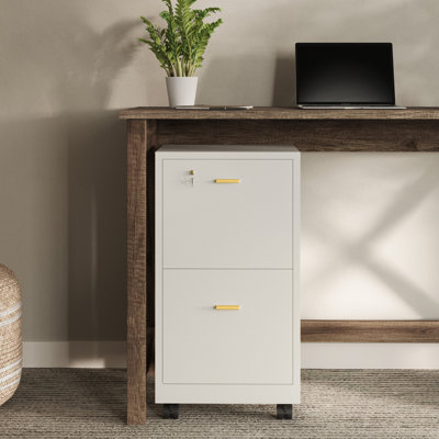 Lockable Engineered Wood 2-Drawer Mobile File Cabinet