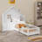 House Bed With Window And Bedside Drawers, Platform Bed With Shelves And A Set Of Sockets And USB Port