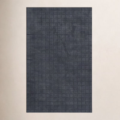 Meile Navy Hand-Loomed Geometric Wool Rug