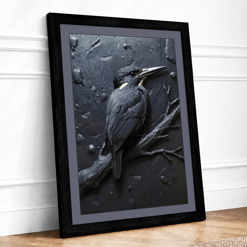 Solitary Heron Japandi - Print, Black, A3 - 42.0 x 29.7 cm