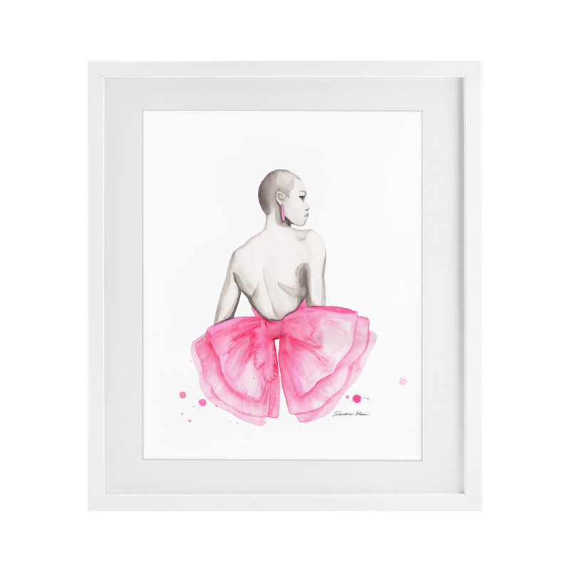 «Pink Bow Portrait» par Derrière, reproduction encadrée sous verre, conception de Simone Elum, H 21 po x l 17 po