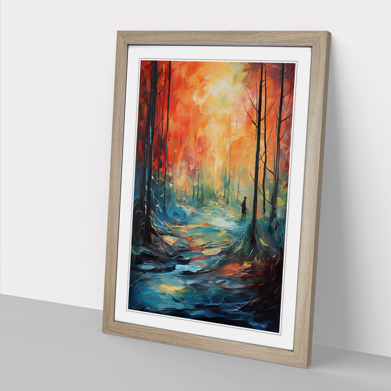 Forest Expressionism Art - Framed Print, 64cm H x 46cm W, Oak Framed