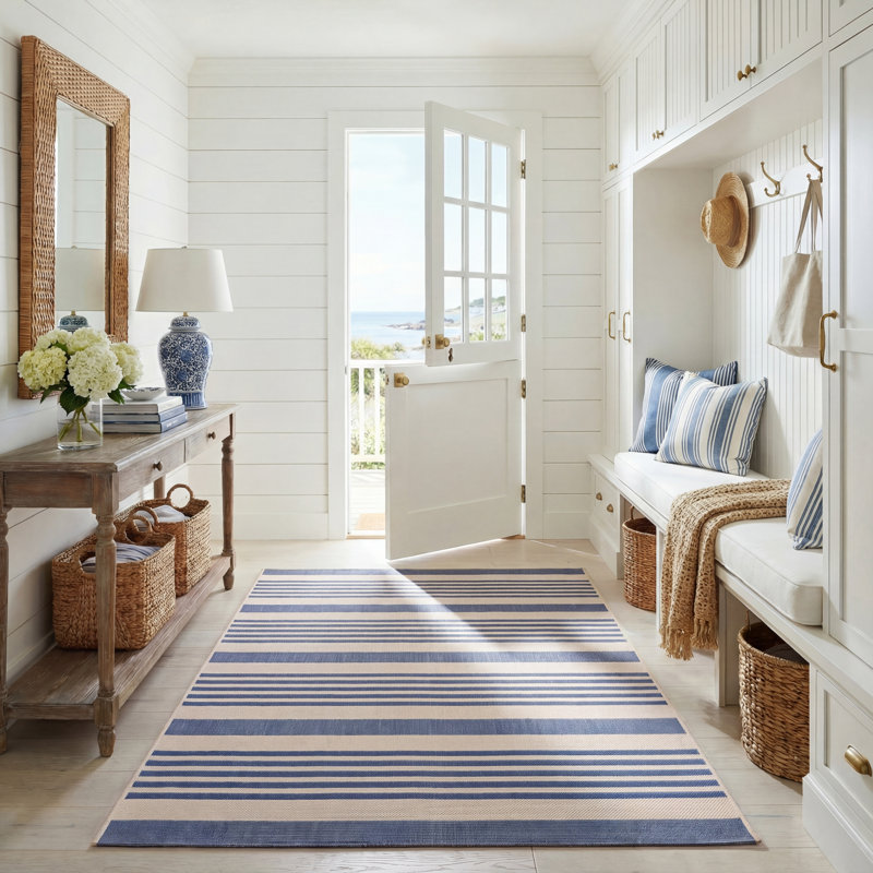 Herefordshire Performance Striped Indoor/Outdoor Area Rug, Rectangle 5'3" x 7'7"