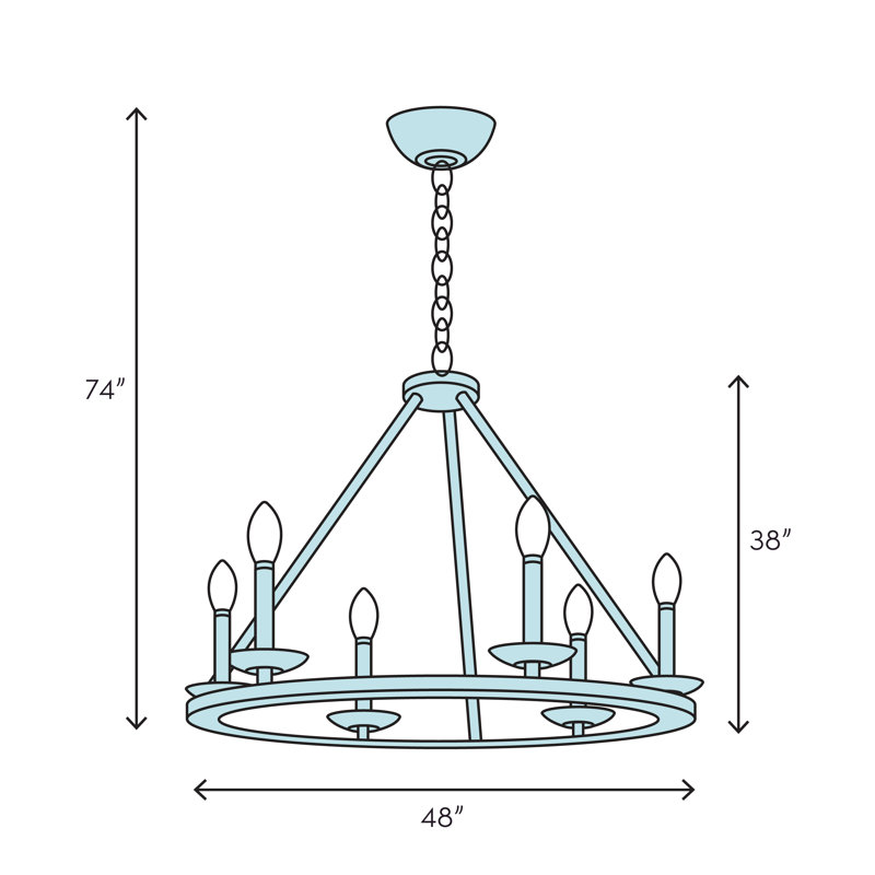 Geoffrey 12 - Light Chandelier, 38" H x 48" W x 48" D