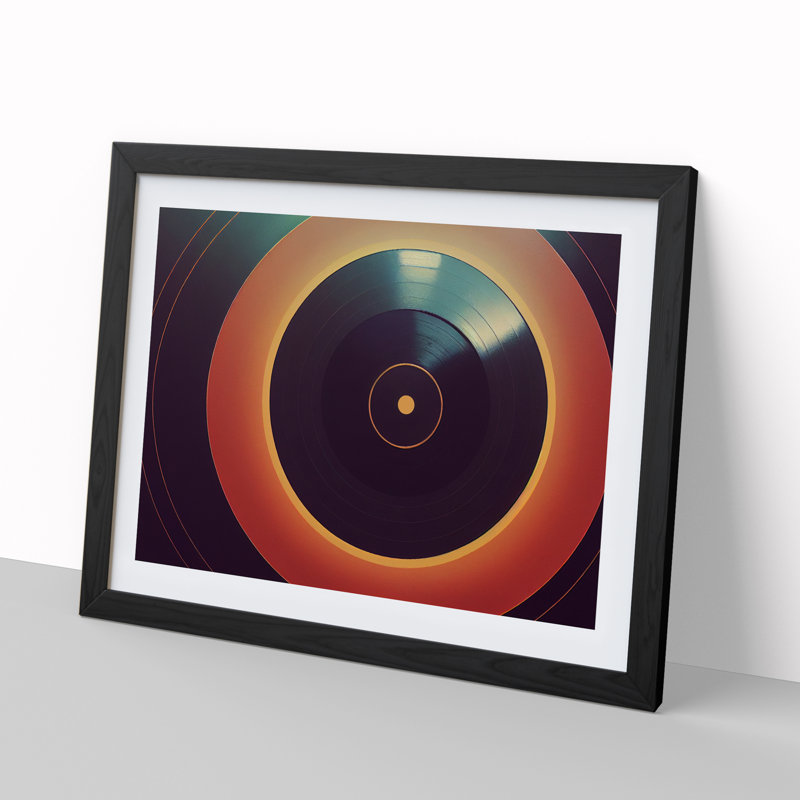 Captivating Vinyl Record Art - Framed Print, 25cm H x 34cm W x 2cm D, Black