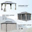 Pavillon de jardin gris 10 pi x 14 pi Tente d'extérieur avec double toit et rideaux d'intimité. Tissu. Cadre en métal pour patio, cour, terrasse, pelouse 10 x 14 pi - gris. Toits améliorés. . Structure en acier. Pour terrasse