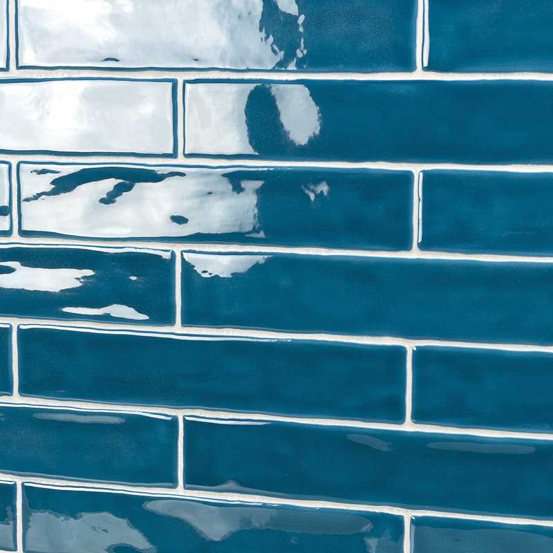 Brookline Polished 2" x 10" Ceramic Brick Look Subway Wall Tile (5.38 sq. ft./ box), Blue