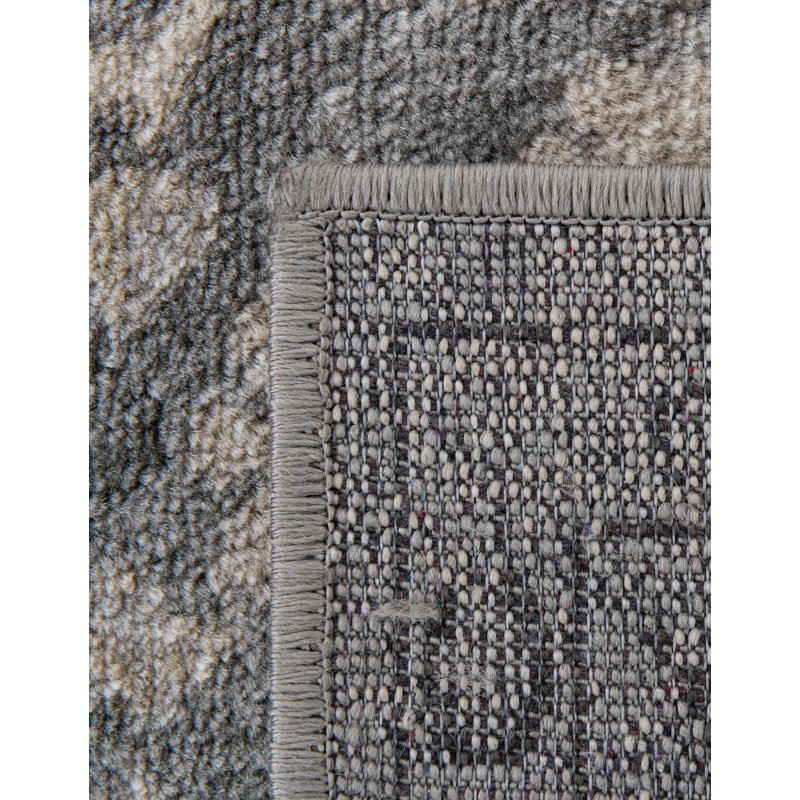 Burrill Abstract Gray/Blue Area Rug, Square 13'1"